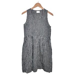 Sleeveless Black & White Striped Cotton Dress
